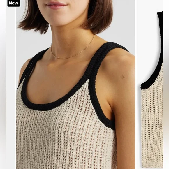 Madewell Beige Knit Tank with Black Trim - Picture 4 of 12